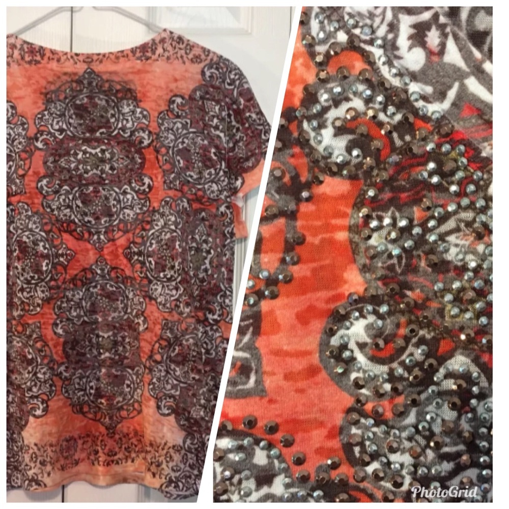 Women’s Sparkle top shirt orange grey lightweight